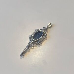 NEW Diamonique Elegant Silver and Blue Sparkly Key Pendant